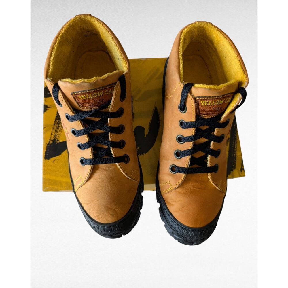 Yellow Cab Co Leather Ankle Boots Men EU 43 Leather Tan Black Lug Sole